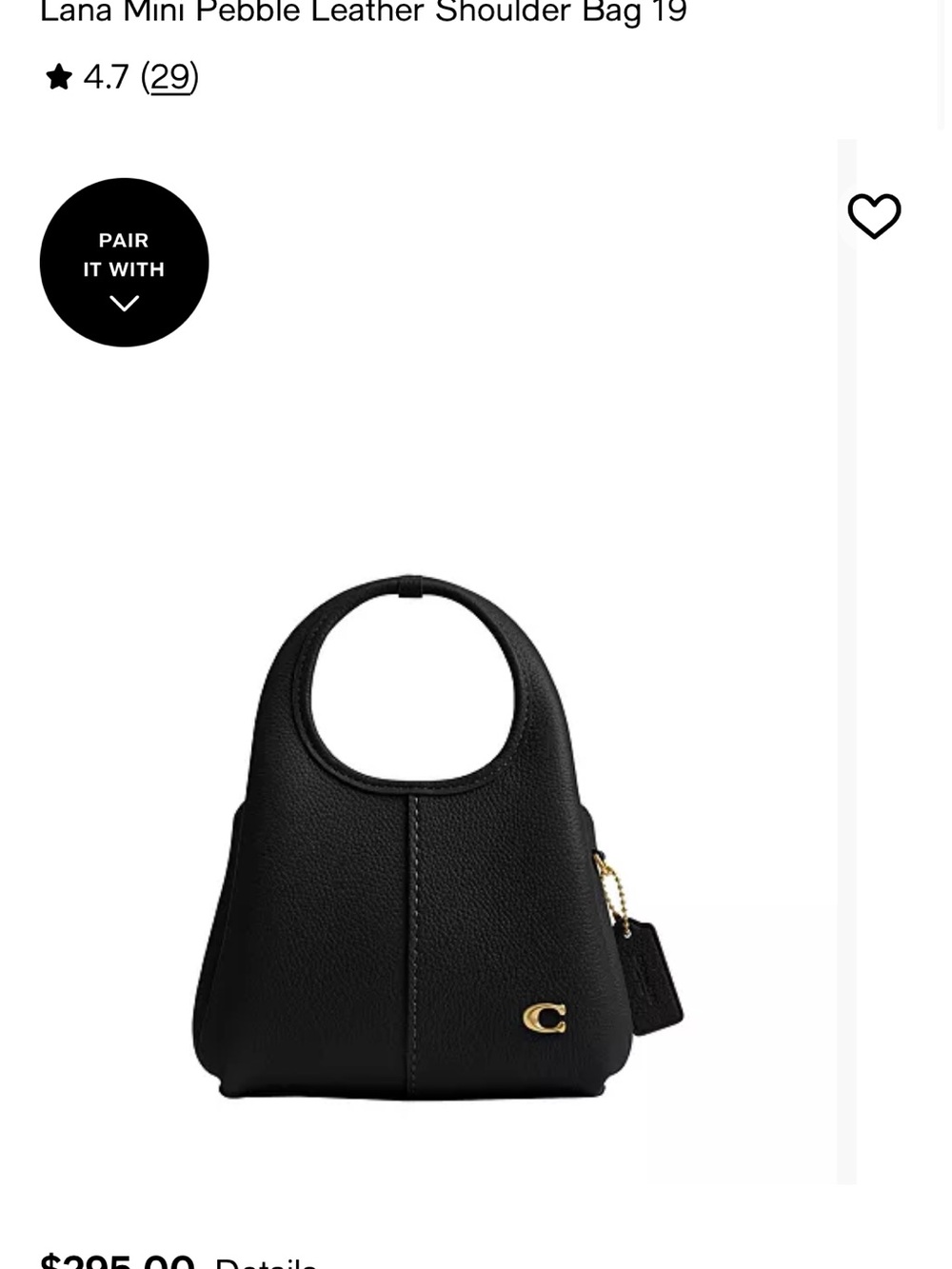 Coach Black Pebble Leather Mini Shoulder Bag with Gold Accent